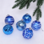 Новогодние шары 6 см (набор 6 шт) «Волшебный вечер», Сапфир