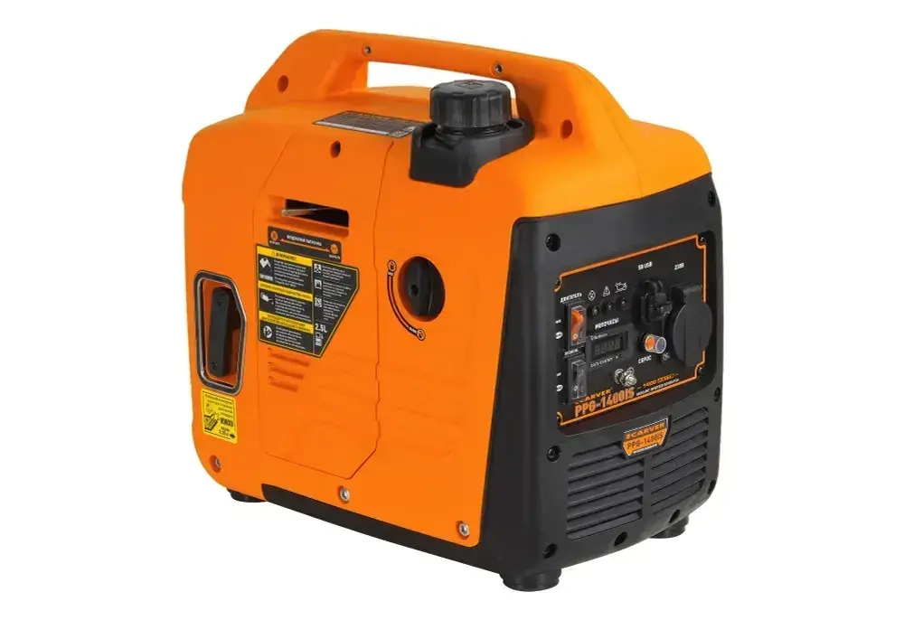 Генератор бензиновый инверторный Carver PPG-1400IS (1.4 кВт, 230В) цифровой дисплей, Quick Charge USB/Type-C, защита от перегрузки, экономичный режим