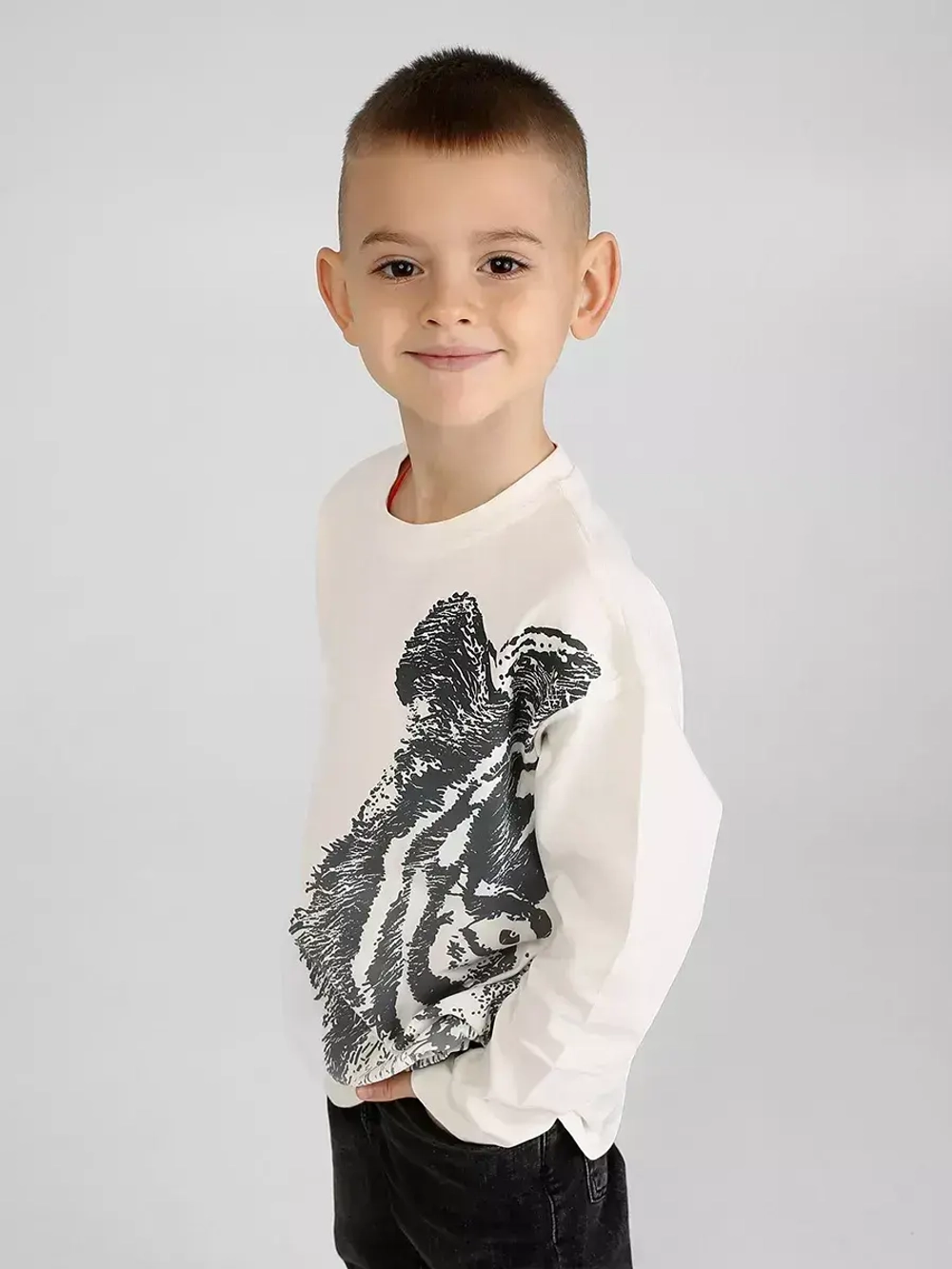 Лонгслив школьный для мальчика с принтом