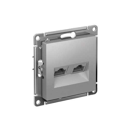 ATLASDESIGN РОЗЕТКА двойная компьютерная RJ45+RJ45 кат. 6А, механизм, АЛЮМИНИЙ