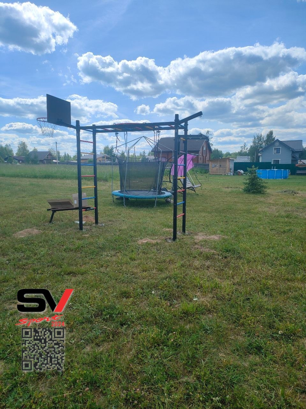 Монтаж уличной шведской стенки Sv Sport Рукоход (4 вертикальных столба)