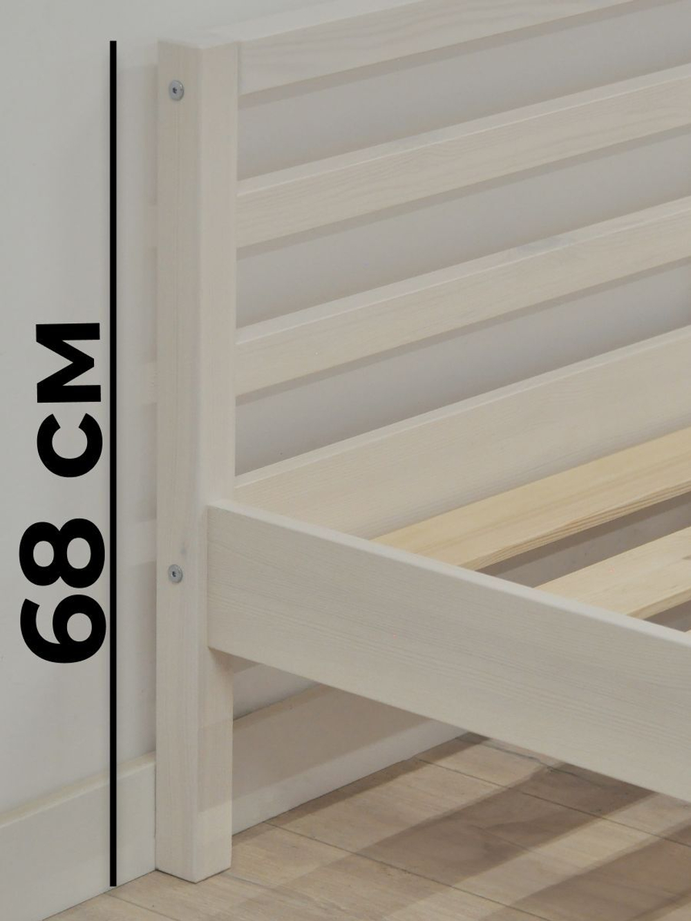 Кровать двуспальная 180x200 Тарва из сосны c настилом, белая