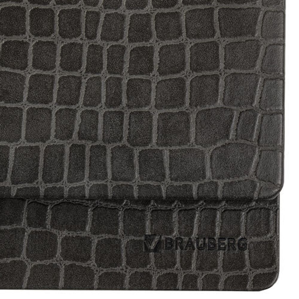 Планинг настольный недатированный (305х140 мм) BRAUBERG "Alligator", кожзам, 60 л., черный, 125881