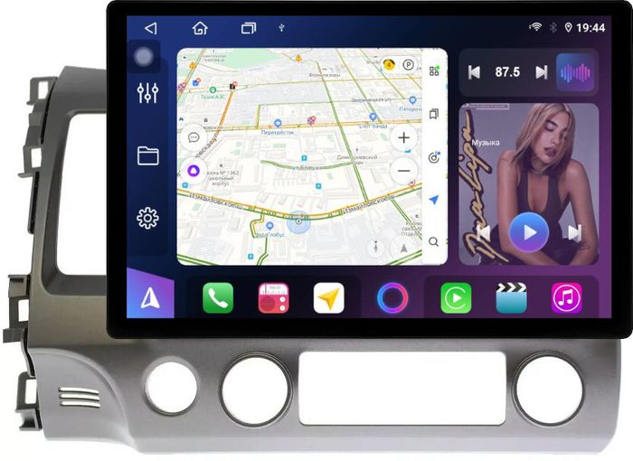 Магнитола для Honda Civic 8 4d 2005-2012 (левый руль, рамка 10) - FarCar BX877 монитор 13" 2K QLED на Android 13, Быстрая, CarPlay, 4G SIM-слот
