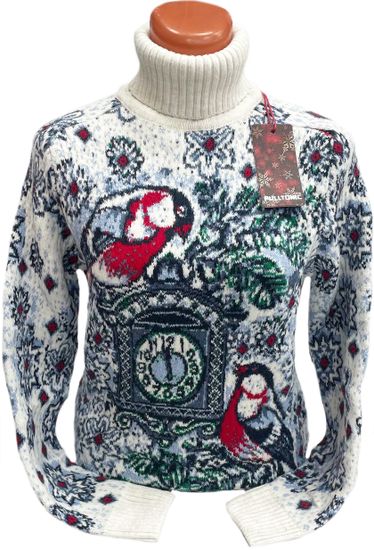 Pulltonic женский из шерсти и кашемира "Праздные снегири " Размеры (42-50). LADY