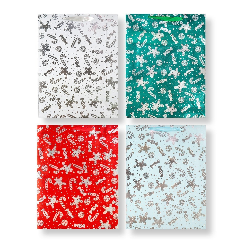 Пакет подарочный бумажный Alingar, (XL) 29,5х38х9 см, "С Новым годом!", ламинация, тиснение фольга, ассорти