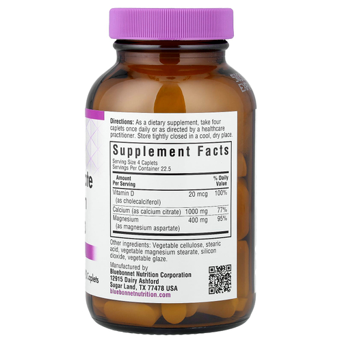 Bluebonnet Nutrition, Цитрат кальция, магний и витамин D3, 90 капсул
