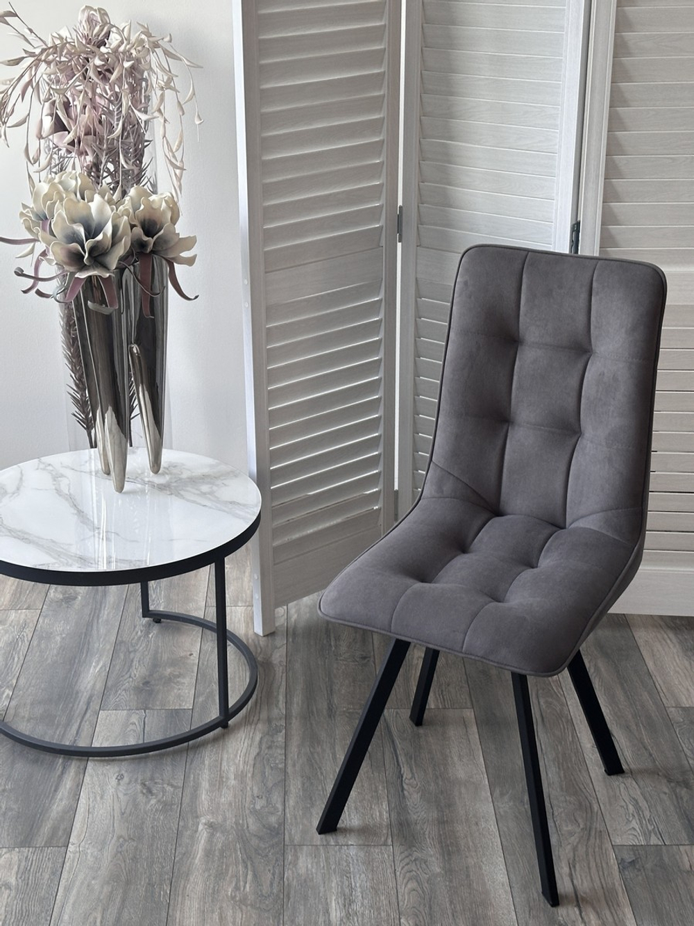 Стул ДАРЛИНГ 360 град. поворот. B28 Темно-серый, велюр / черный каркас, М-City