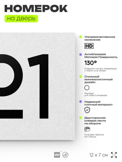Номер на дверь 921, табличка на дверь для офиса, квартиры, кабинета, аудитории, склада, белая 120х70 мм, Айдентика Технолоджи