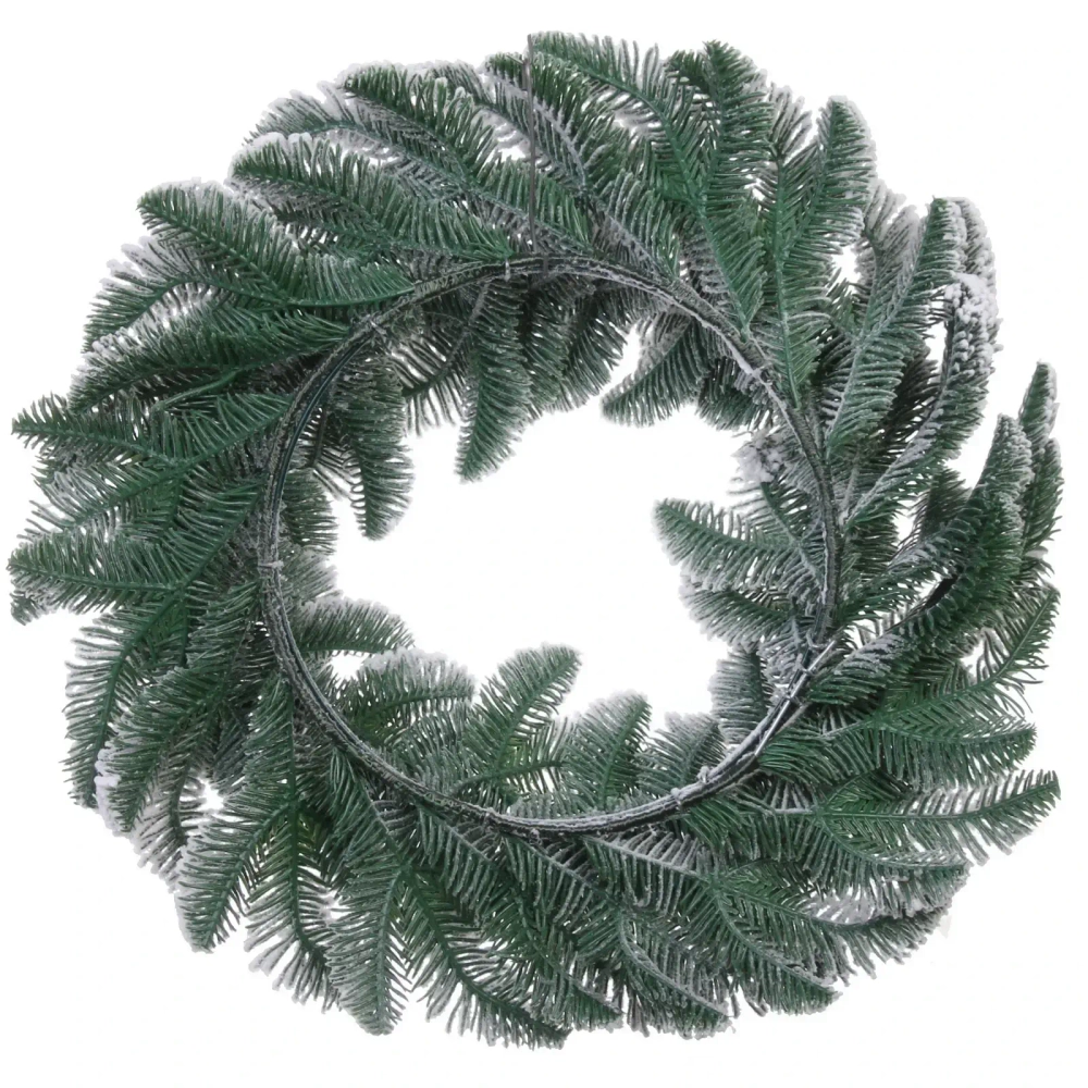Венок хвойный «Заснеженный лес» d-40 см, литой ПВХ, белое напыление