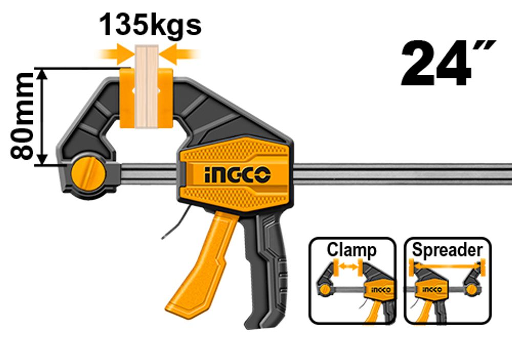 Быстрозажимная струбцина 80х600 мм INGCO HQBC24802 INDUSTRIAL