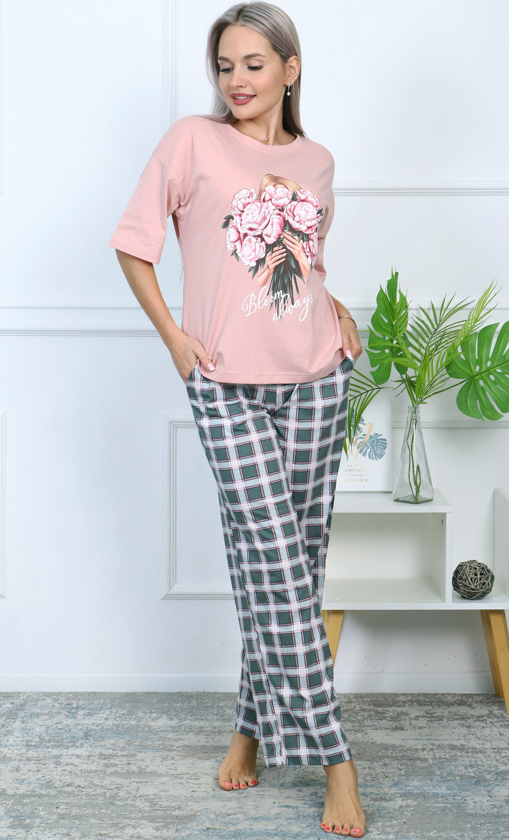 Пижама женская штаны+футболка к/р ТК-3840