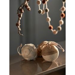 Набор елочных шаров Zero waste из джута из коллекции New Year Essential, 4 шт.