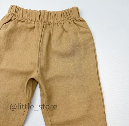 Комплект муслиновый с брючками, Какао/Молочный