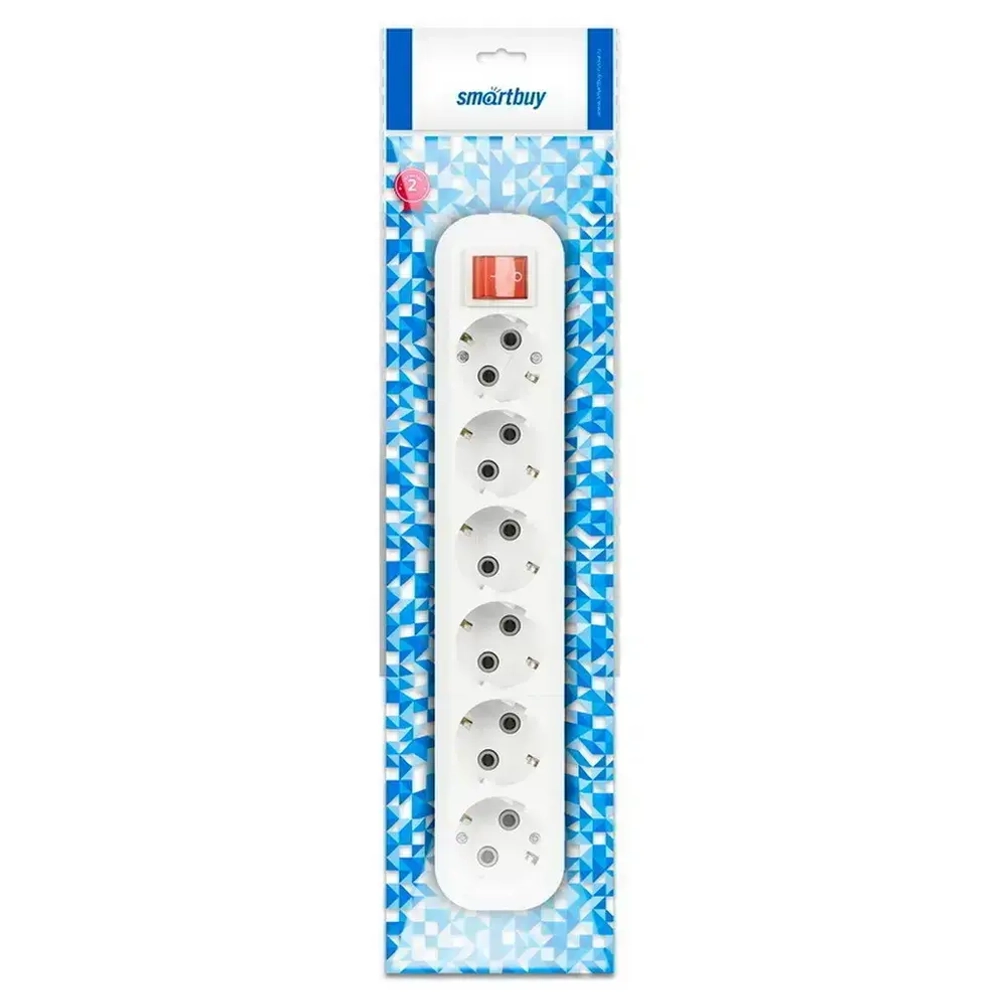 Колодка Smartbuy, 6 гнезд 16А/3,5кВт c выключателем и заземлением (SBE-16-6-00-ZS)