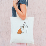 Тканевая сумка "Английский бульдог с цветами"