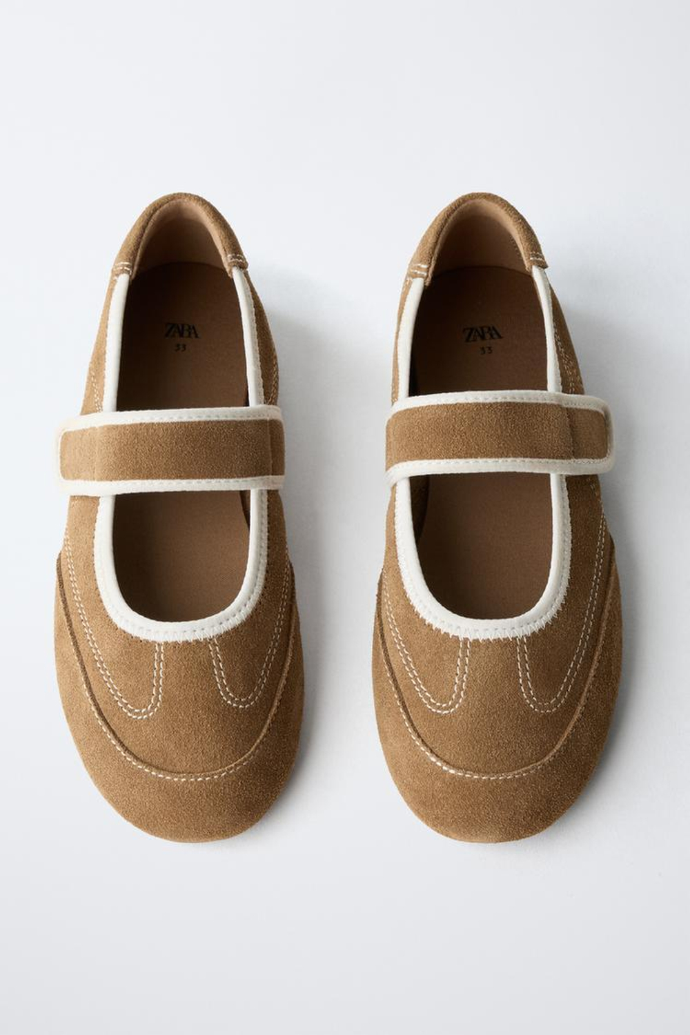 ZARA ЗАМШЕВЫЕ СПОРТИВНЫЕ БАЛЕТКИ, КОРИЧНЕВЫЙ