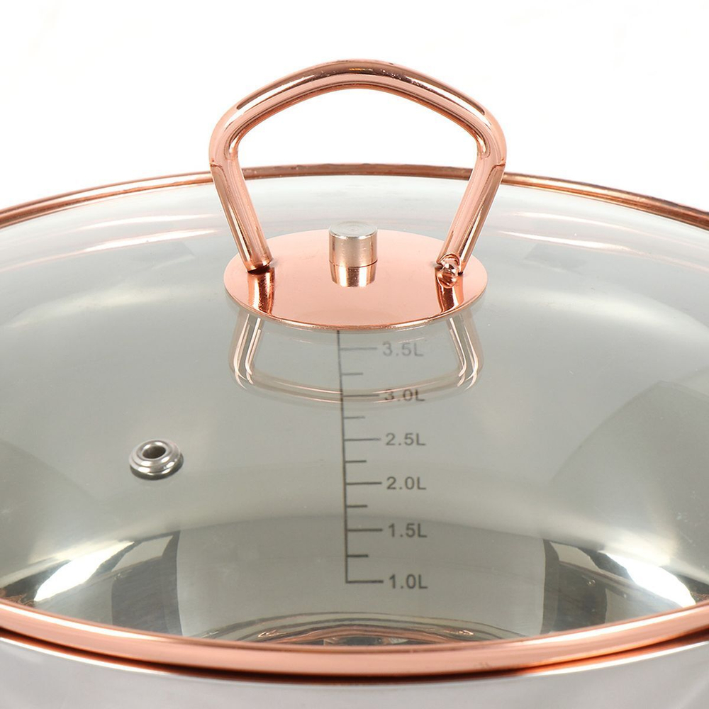 Кастрюля нерж, 4.5 л, крышка стекло, Daniks, Карлин, GS-01332G-22, индукц