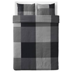IKEA BRUNKRISSLA  (ИКЕА БРУНКРИССЛА)  -  Пододеяльник и 2 наволочки, черный, 200x200/50x60 см