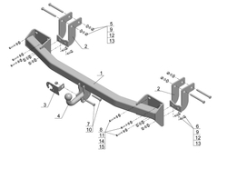 Фаркоп для Mitsubishi Outlander 2012-2019, 2019-2022 Тип шара: A. Нагрузки: 1500/75 кг, MI 25