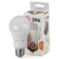 Лампа светодиодная ЭРА STD LED A60-17W-827-E27 17Вт груша теплый белый свет Е27 | Лампы cветодиодные Груша (A)
