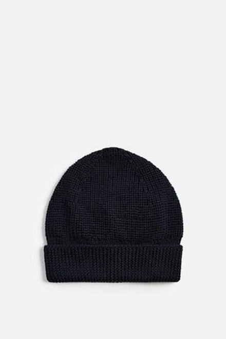 ZARA ШЕРСТЯНАЯ ШАПКА БИНИ, МОРСКОЙ СИНИЙ