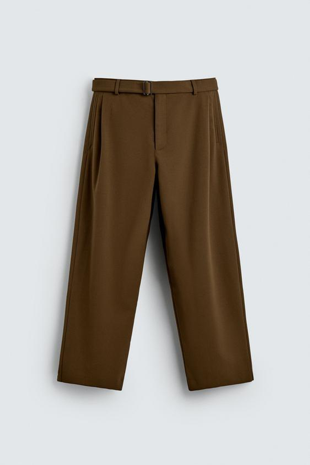 ZARA БРЮКИ RELAXED FIT С РЕМНЕМ, ЦВЕТ ОЛИВКОВОГО МАСЛА