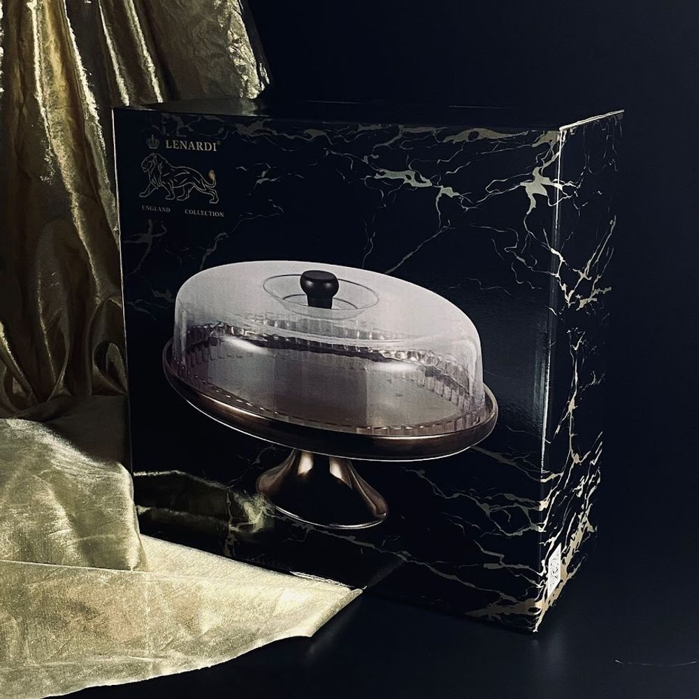 Lenardi 232-004 Тортовница 28,5х26см на ножке с крышкой ВИНТАЖ в под.уп.(х4)Фарфор