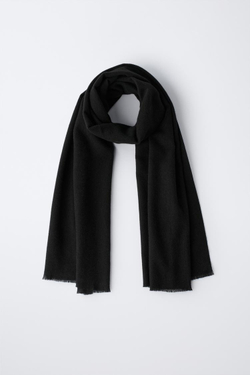 ZARA ШАРФ ИЗ МЯГКОЙ ТКАНИ, ЧЕРНЫЙ