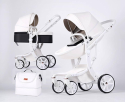 Коляска-трансформер 2 в 1 LUXMOM 608-2 / Коричневая Экокожа