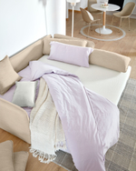 Диван-кровать Tanit бежевый с ножками из массива бука с натуральной отделкой 210 см