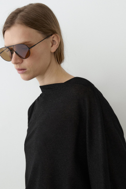 Massimo Dutti Асимметричная легкая футболка с металлическим блеском, черный