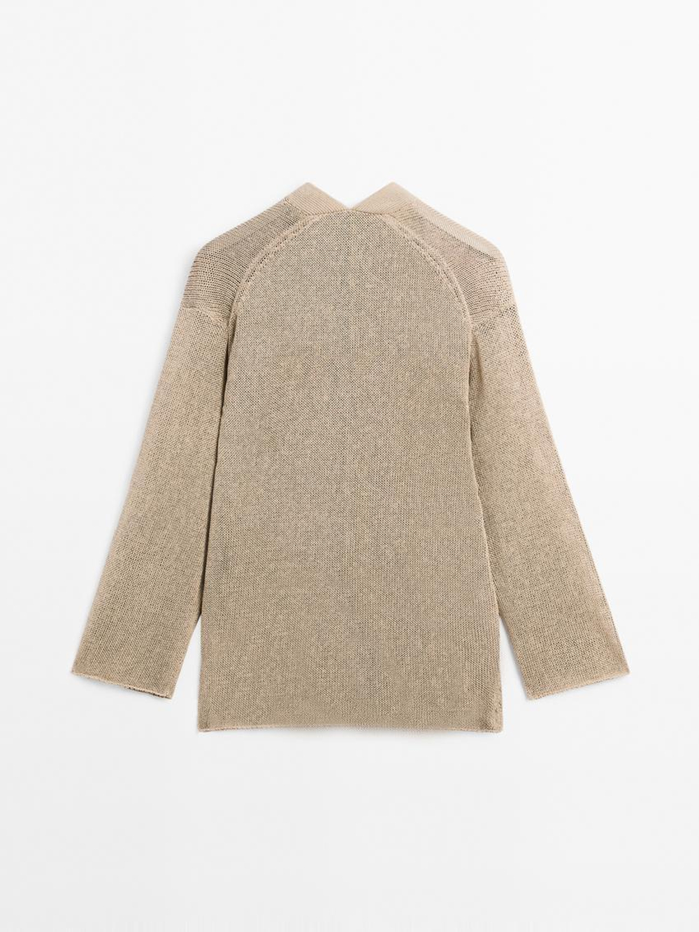 Massimo Dutti Кардиган оверсайз из тонкого трикотажа, бежевый/зеленый