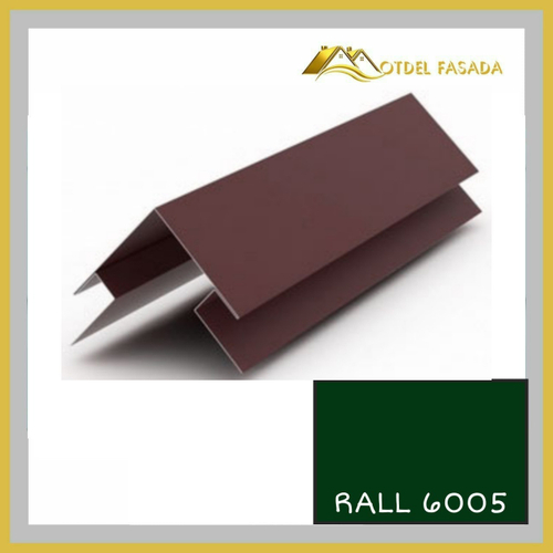 Угол наружный сложный 75мм RALL 6005-Зеленый мох 0,45мм 2м