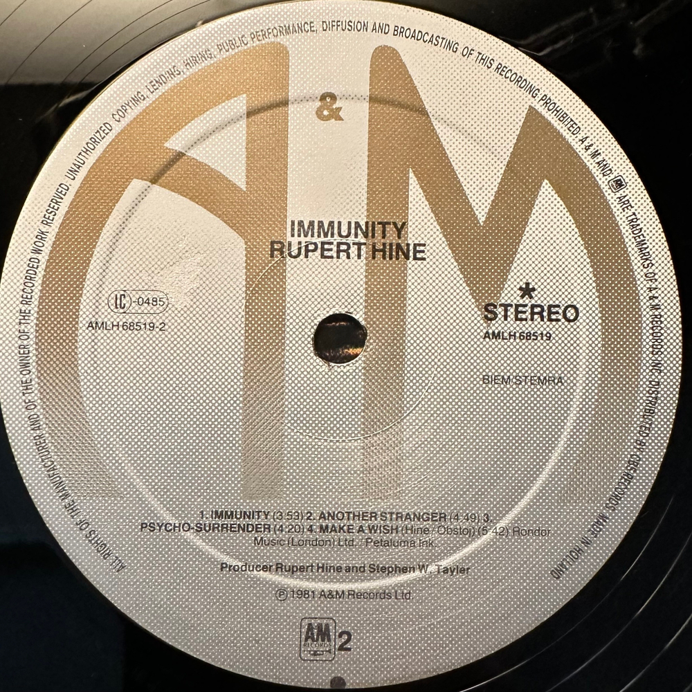 Rupert Hine - Immunity (Голландия 1981г.)
