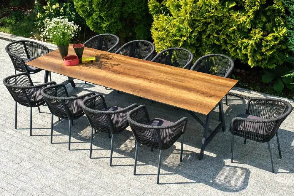 "Куба" обеденная группа на 10 персон, стол HPL "дуб", круглый роуп