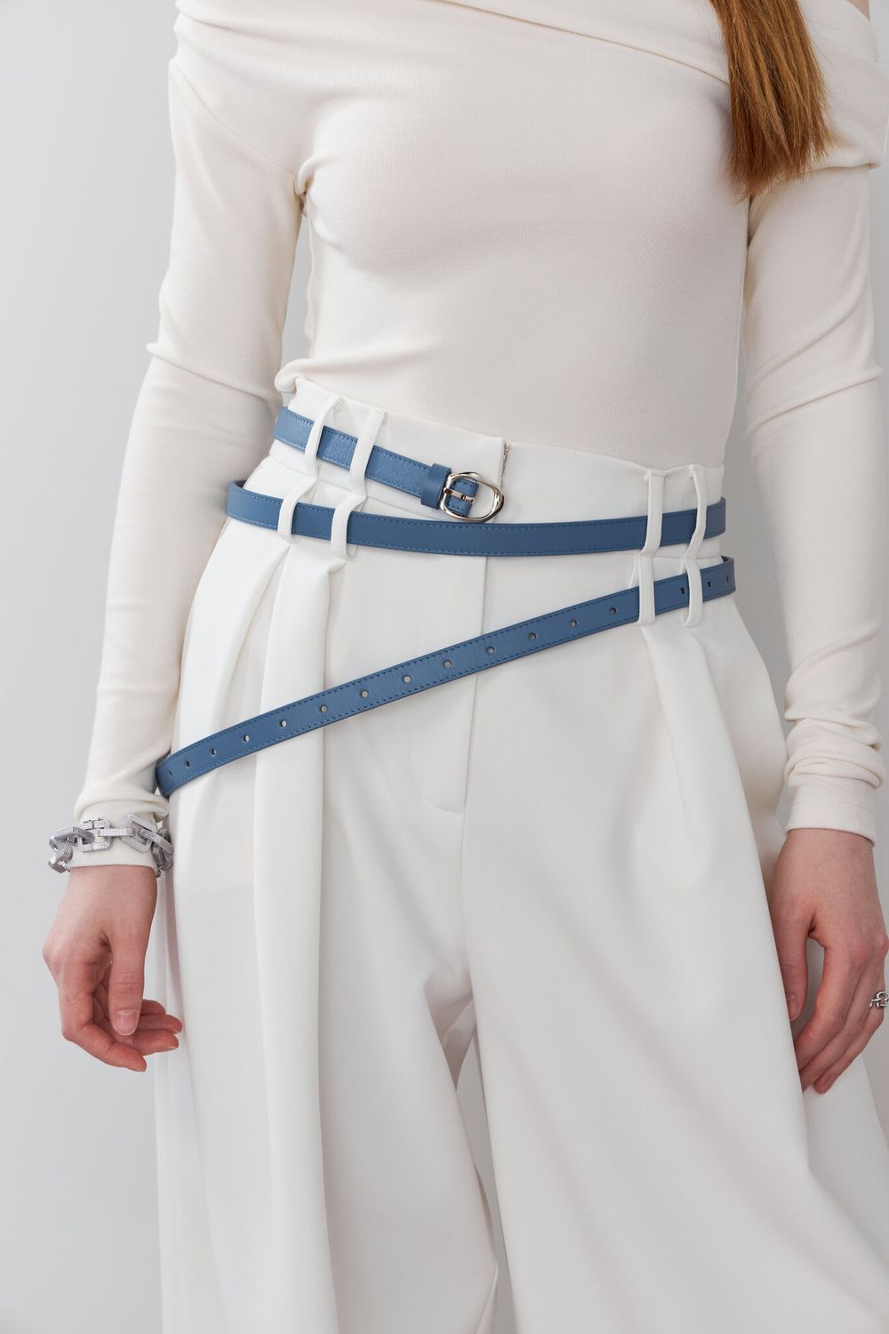 БАЗОВЫЙ ТОНКИЙ РЕМЕНЬ С МЯТОЙ ПРЯЖКОЙ BLUE