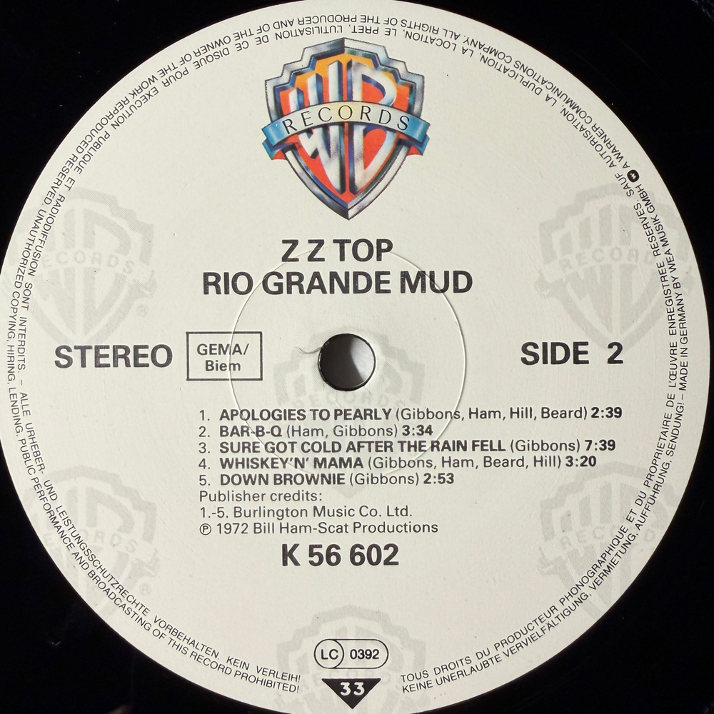 Z Z Top ‎– Rio Grande Mud (Германия)