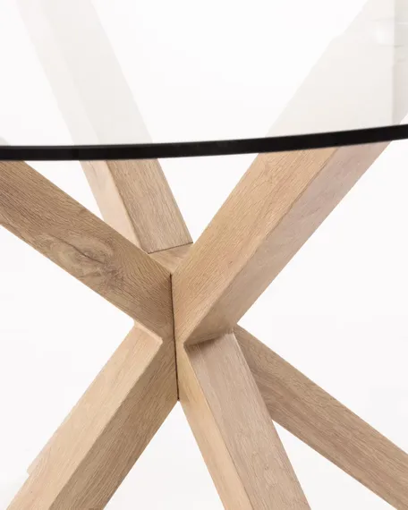 Стол Argo Ø120 см, стеклянная столешница, светлые ножки