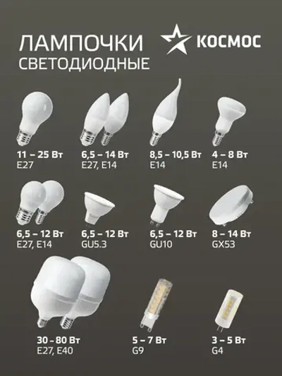 Светодиодная лампа КОСМОС HW LED Т80 30Вт E27, холодный дневной свет, аналог лампы 200Вт.