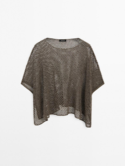 Massimo Dutti Короткая ажурная накидка, коричневый