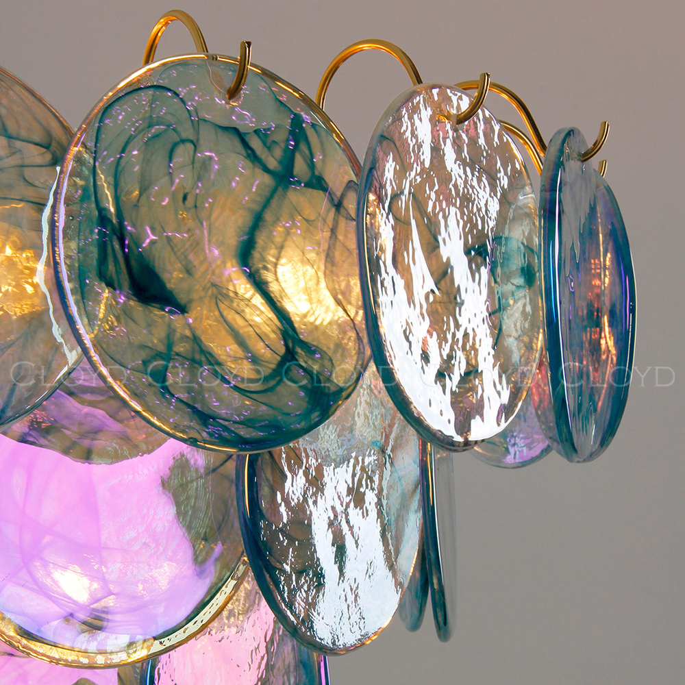 Люстра Cloyd LINZE-B C13 / Ø60 см - латунь - голубое стекло (арт.11675)