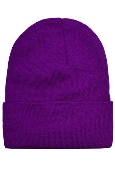 Шапка с отворотом фиолетовая