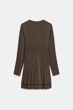 ZARA ПЛАТЬЕ-КОМБИНЕЗОН СО СБОРКАМИ НА ТАЛИИ, ЗЕМЛЯНОЙ