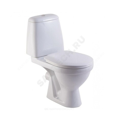 Унитаз-компакт горизонтальный выпуск нижний подвод 2/реж с сиденьем микролифт белый Премьер Люкс Rosa (Кировская керамика)