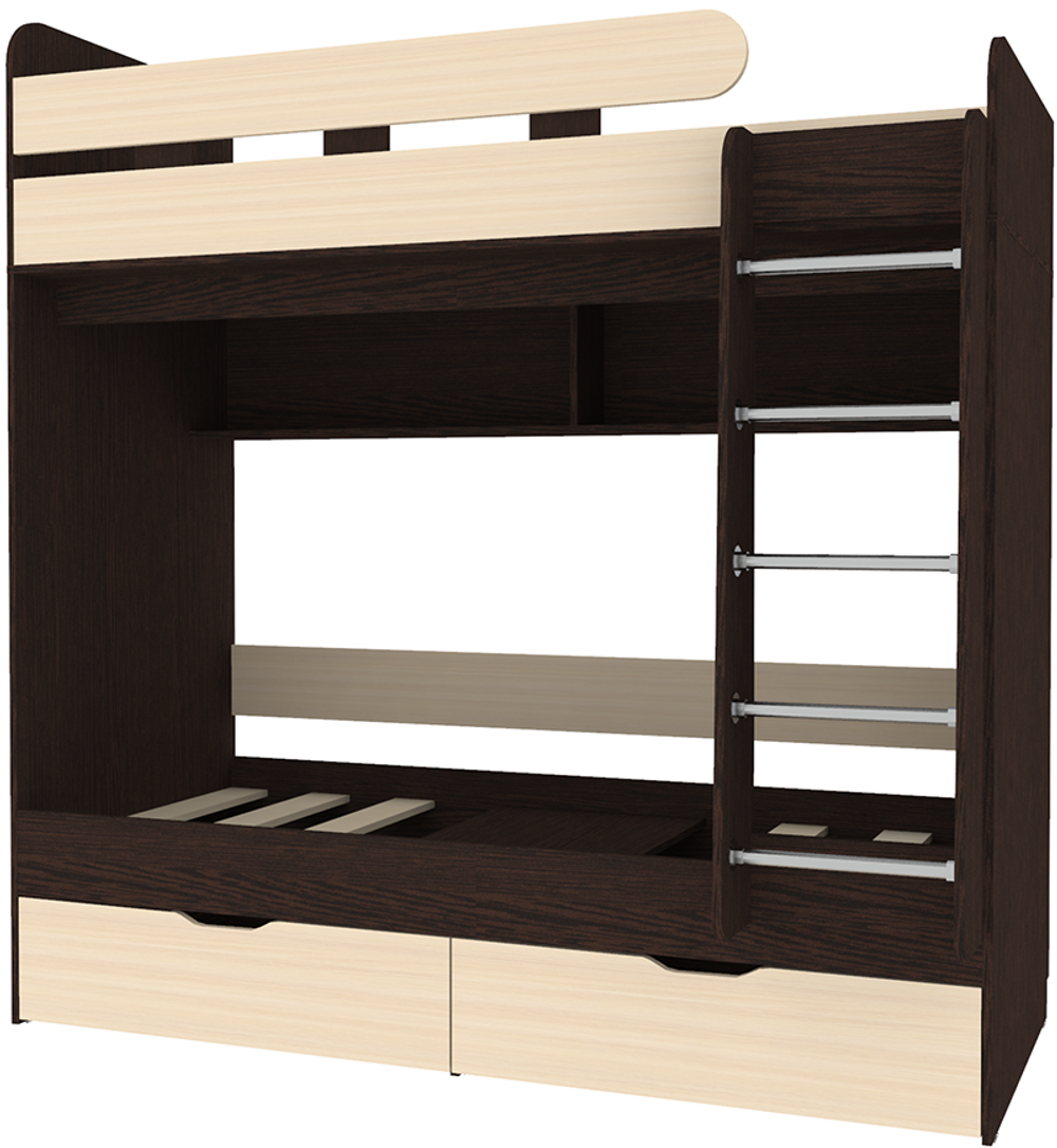 Двухъярусная кровать КарИВи Юниор 5 80х190 Венге  Дуб Молочный