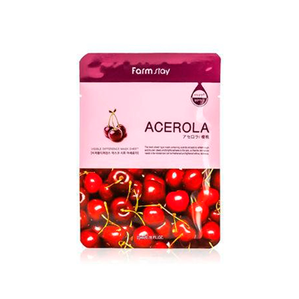 FarmStay. Увлажняющая тканевая маска с экстрактом ацеролы Visible Difference Mask Sheet Acerola