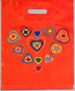 Полиэтиленовый пакет с сердечками - 31 х 40 см. (Цвет: красный)