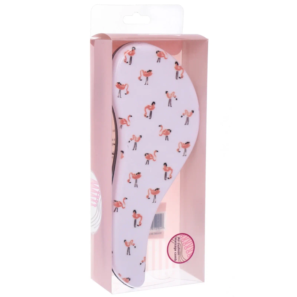 Расческа массажная компактная «ЭКЛЕР», микс 4 дизайна, 18*7,5см (PVC коробка)