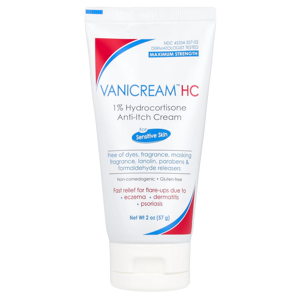 Vanicream, 1% крем против зуда с гидрокортизоном, максимальная эффективность, без отдушек, 57 г (2 унции)